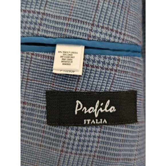 Bonobos Sport Coat Blazer 40R Blue Plaid Linen Blend Profilo Italia Unstructured - Picture 5 of 6